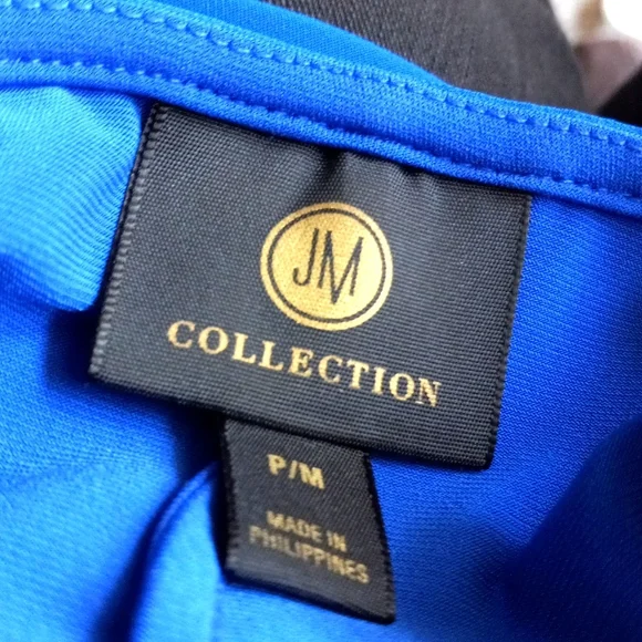 JM Collection Blue Dress W/ chiffon, Sz M, & Neckless - Picture 8 of 8